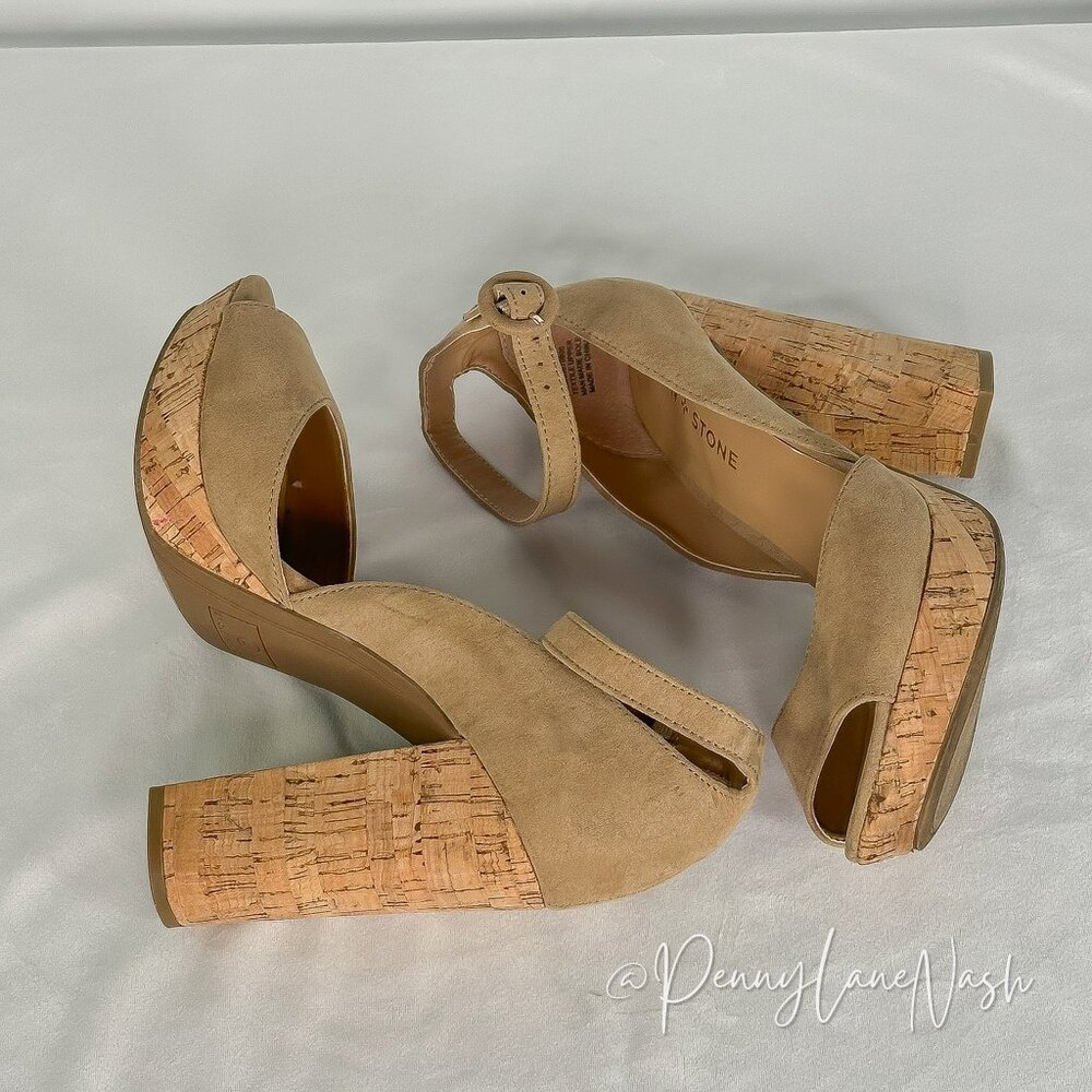 Sun + Stone Reeta Heeled Sandal Size 7 Sand Cork - Picture 8 of 11